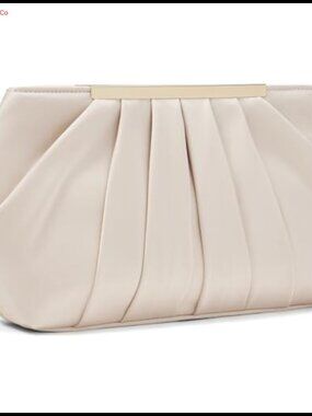 Satin Evening Clutch Pleated Formal Handbag with Detachable Chain